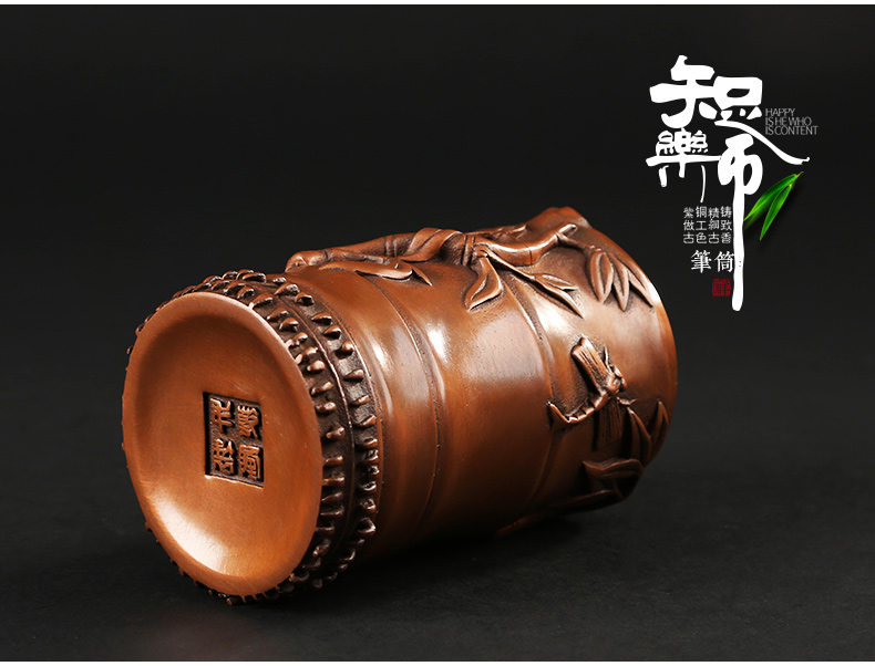 仿古知了蟬筆筒，文房四寶擺件