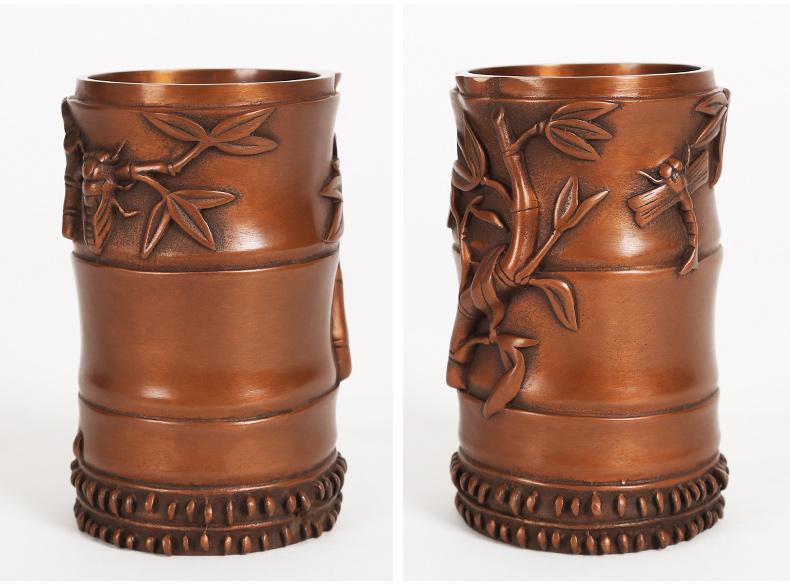 仿古知了蟬筆筒，文房四寶擺件