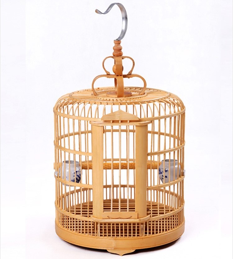 原木色畫眉鳥籠，竹制鳥籠子