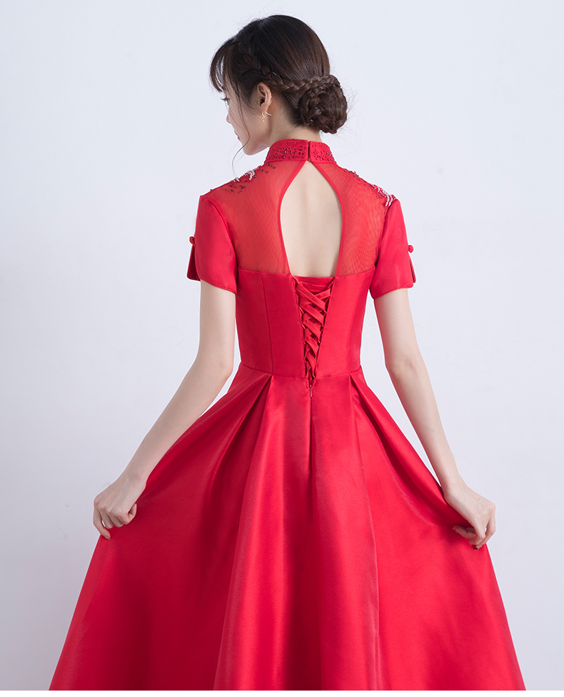 復(fù)古立領(lǐng)中式禮服，家佳樂文學(xué)晚禮服