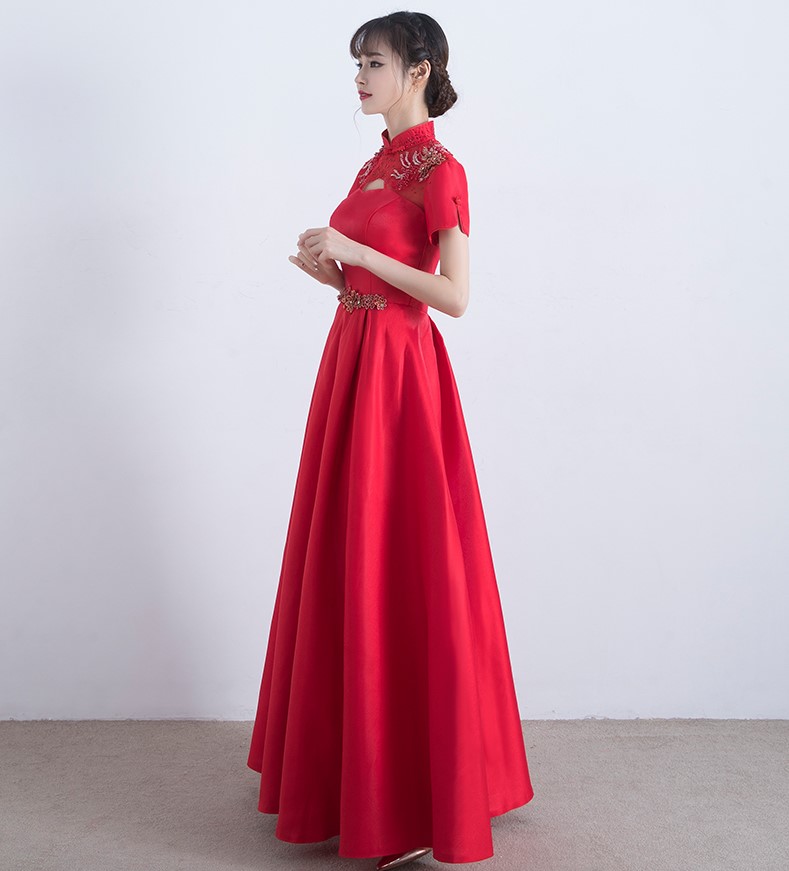 復(fù)古立領(lǐng)中式禮服，家佳樂文學(xué)晚禮服