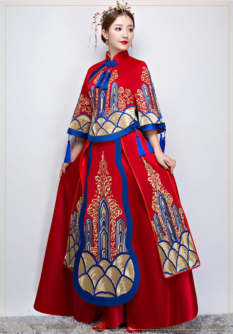 家佳樂文學(xué)中式禮服，新娘結(jié)婚禮服