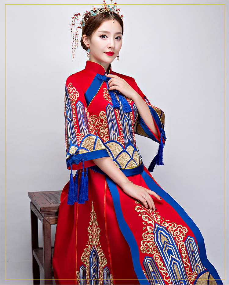 家佳樂文學(xué)中式禮服，新娘結(jié)婚禮服