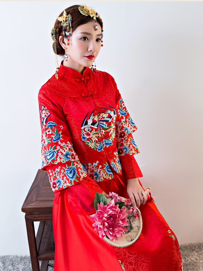 古色古香中式禮服，家佳樂文學(xué)新娘結(jié)婚禮服