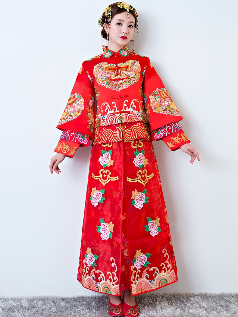 中國古典元素中式禮服，家佳樂文學(xué)新娘結(jié)婚禮服