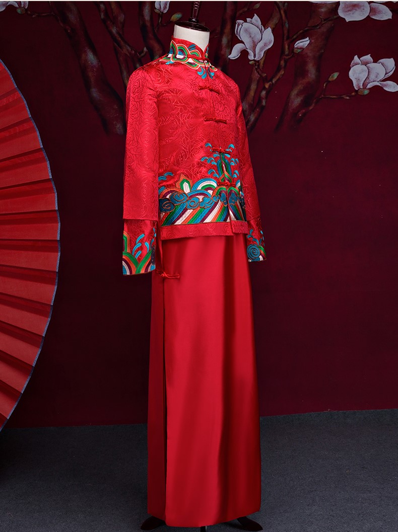 家佳樂(lè)文學(xué)男士中式禮服，家佳樂(lè)文學(xué)新郎結(jié)婚禮服