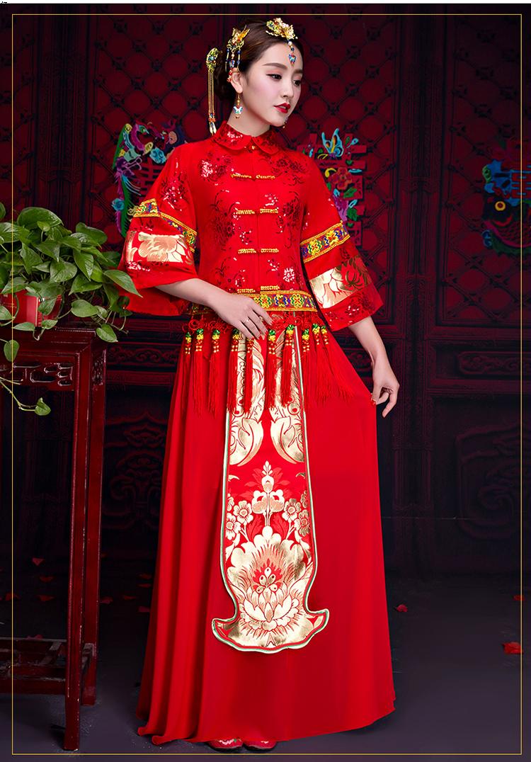 復古秀禾服中式禮服，家佳樂文學新娘結婚禮服