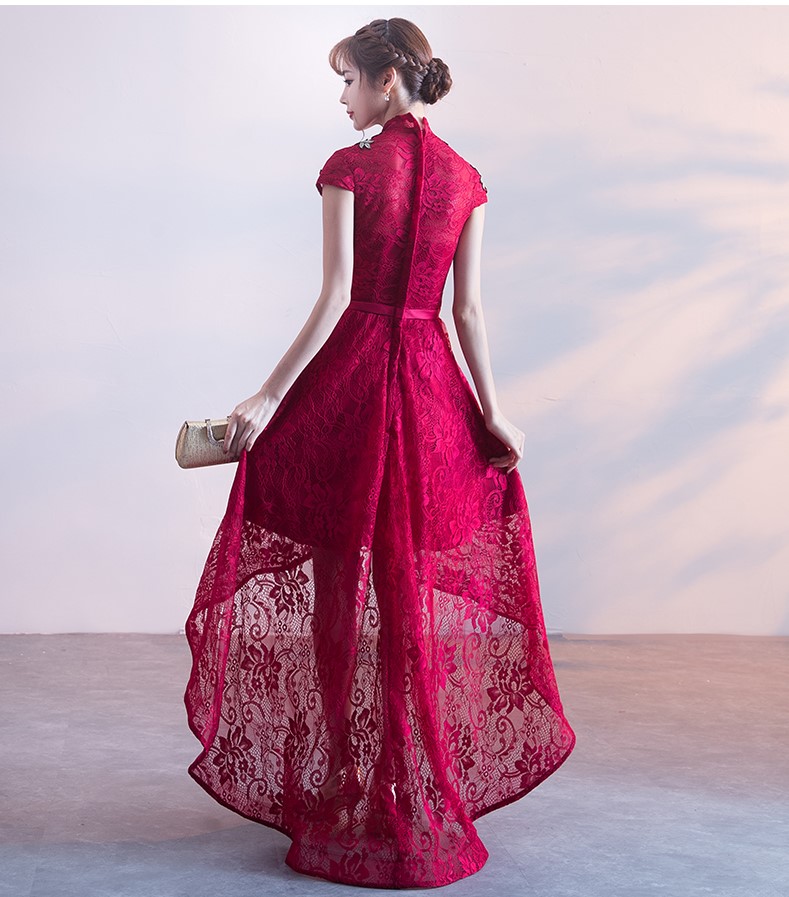 端莊優(yōu)雅中式禮服，前短后長晚禮服