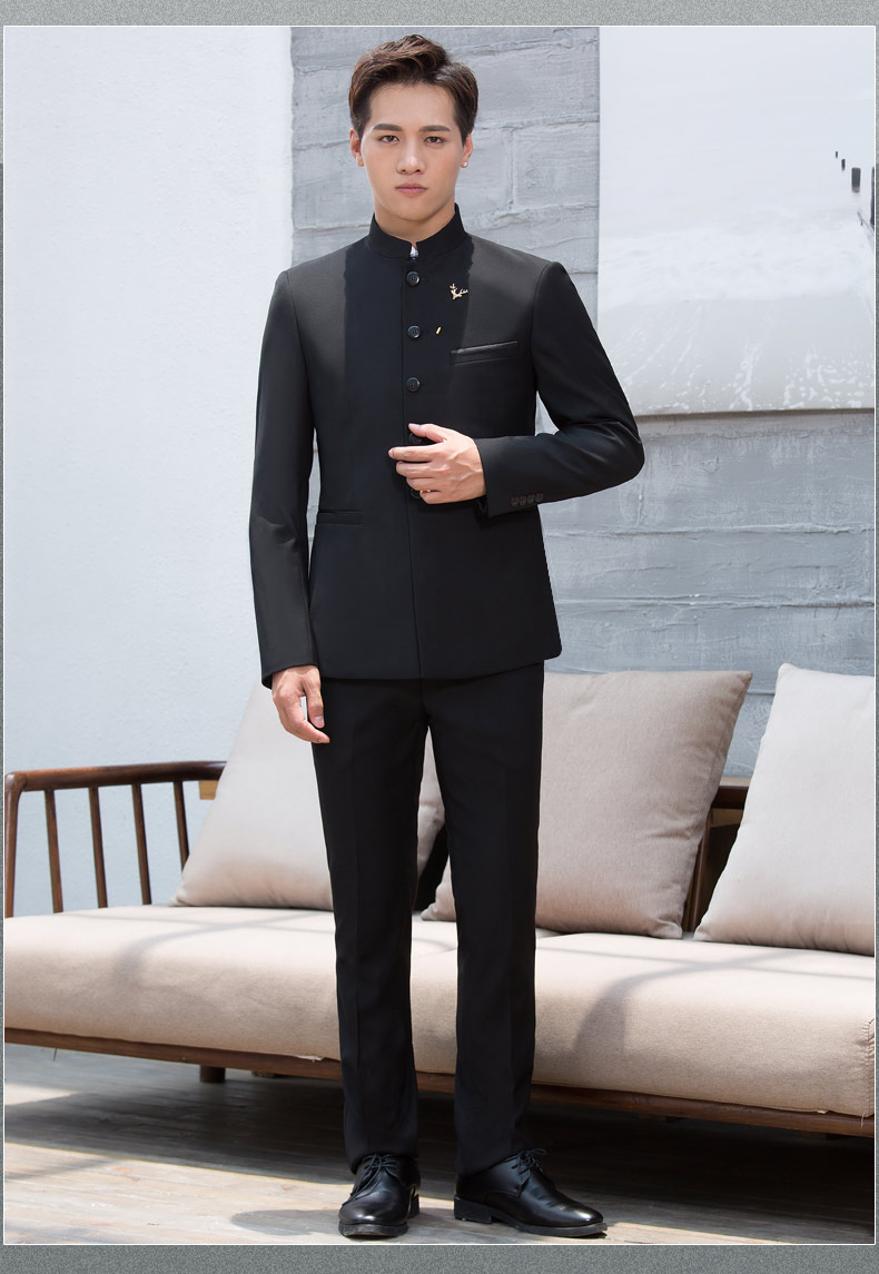 古典簡(jiǎn)潔中華立領(lǐng)男青年中山裝