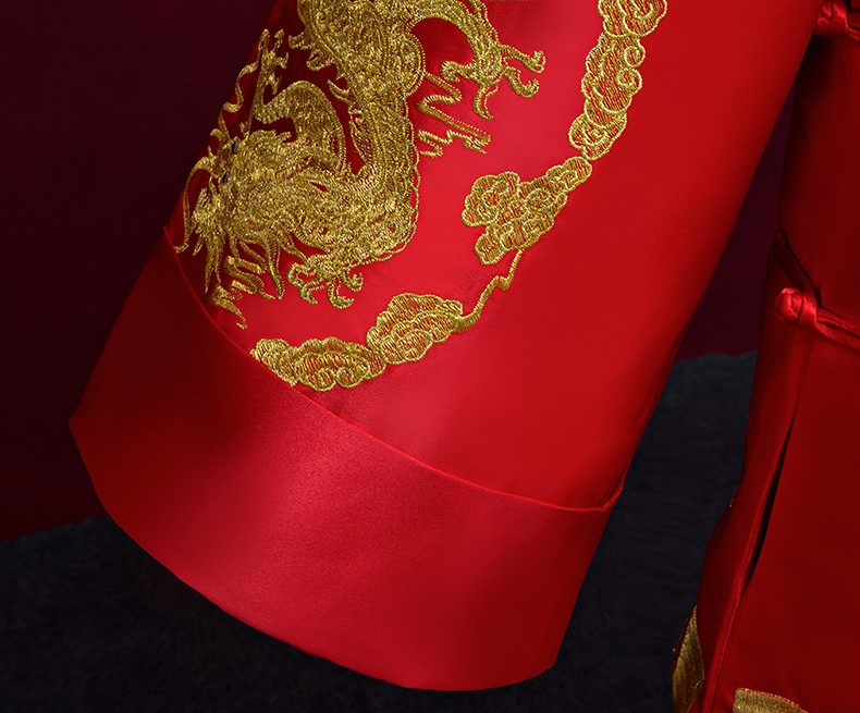 金龍男士古裝中式禮服，復(fù)古家佳樂文學(xué)新郎禮服