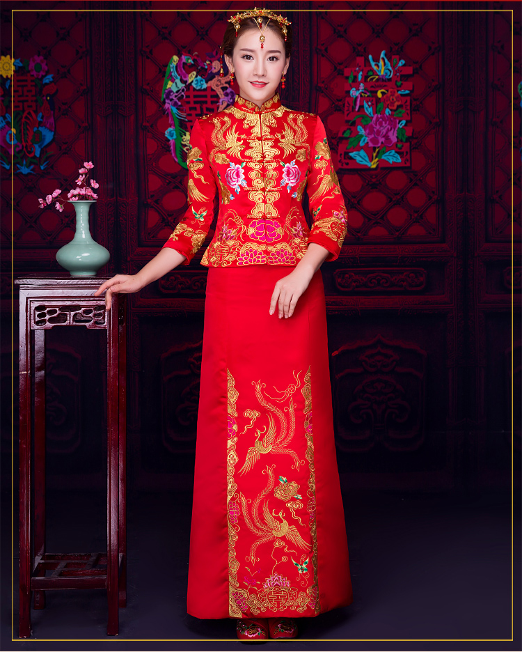 儒雅裙擺新娘禮服，魅力時尚中式禮服