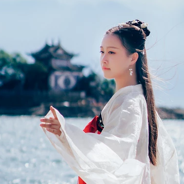 海邊飄逸女子頭像，唯美古風(fēng)真人頭像