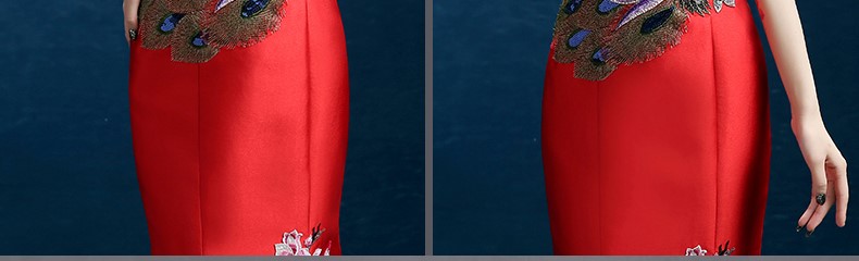 時尚復古禮服裙，迷人長款中式禮服