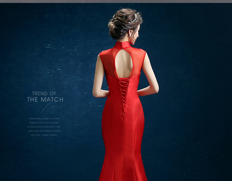 時尚復古禮服裙，迷人長款中式禮服