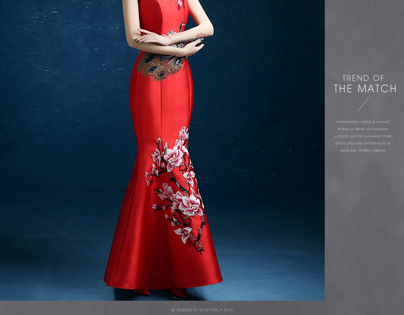 時尚復古禮服裙，迷人長款中式禮服