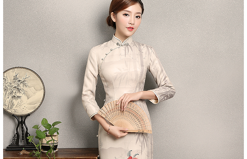 水墨山水印花染旗袍，復(fù)古家佳樂文學(xué)旗袍裙