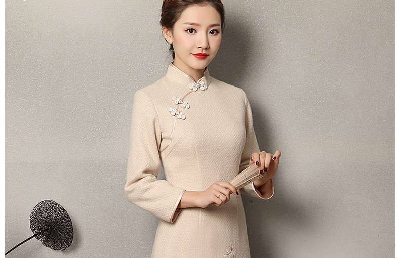 錦鶴刺繡旗袍，家佳樂文學(xué)旗袍裙