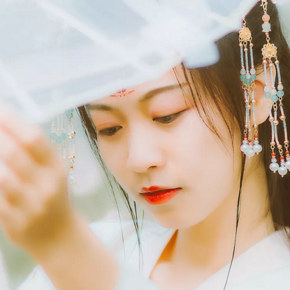 漢服女子帶傘頭像，唯美古風(fēng)真人頭像