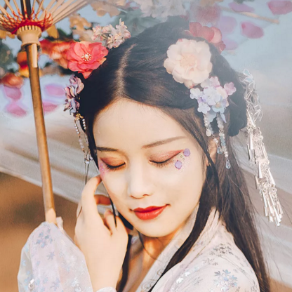 嬌艷帶傘女生頭像，唯美古風(fēng)真人頭像