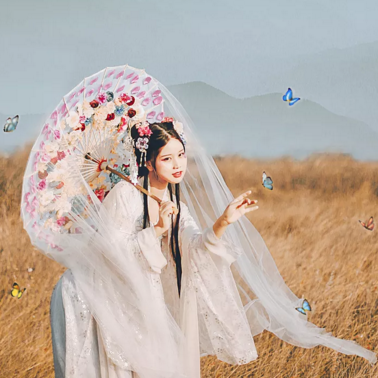 嬌艷帶傘女生頭像，唯美古風(fēng)真人頭像