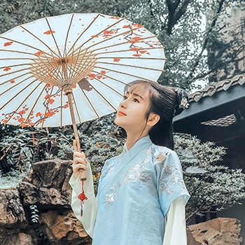 漢服帶傘女生頭像，唯美古風(fēng)真人頭像
