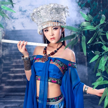 性感孔雀翎女生頭像，唯美古風真人頭像