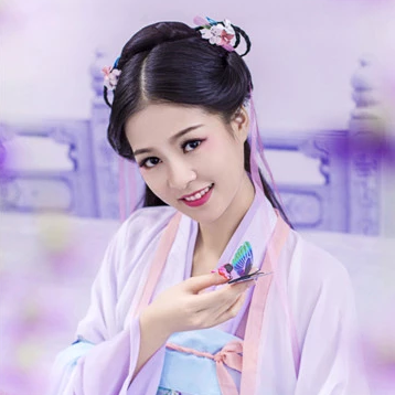 飄逸紫衣帶團(tuán)扇女生頭像，唯美古風(fēng)真人頭像