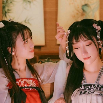 清新淡雅漢服閨蜜頭像，唯美古風(fēng)真人頭像