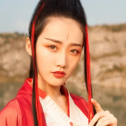 紅衣女子霸氣喝酒頭像，唯美古風真人頭像