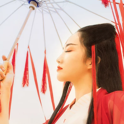 紅衣女子霸氣喝酒頭像，唯美古風真人頭像