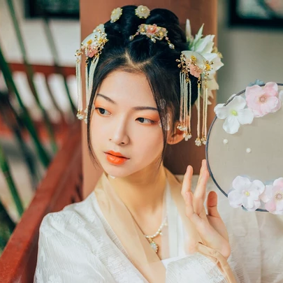 花神淚帶團(tuán)扇女生頭像，唯美古風(fēng)真人頭像