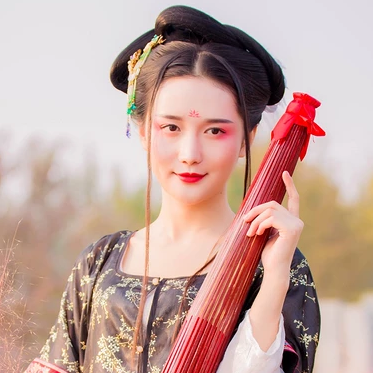 粉黛帶紅傘女生頭像，唯美古風(fēng)真人頭像