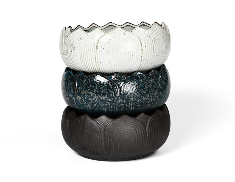 蓮花造型復古茶洗手工粗陶水盂