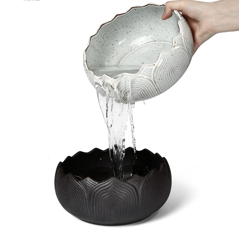 蓮花造型復古茶洗手工粗陶水盂