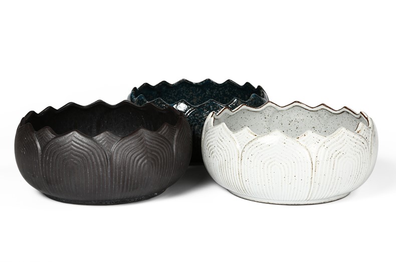 蓮花造型復古茶洗手工粗陶水盂