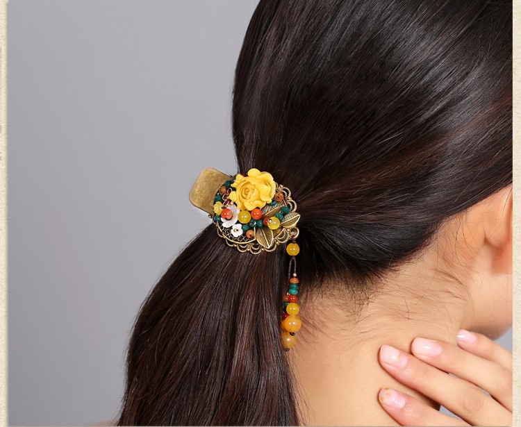 古風淑女鴨嘴夾黃色發(fā)夾頭飾