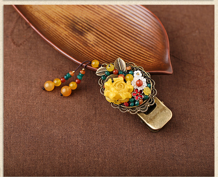 古風淑女鴨嘴夾黃色發(fā)夾頭飾