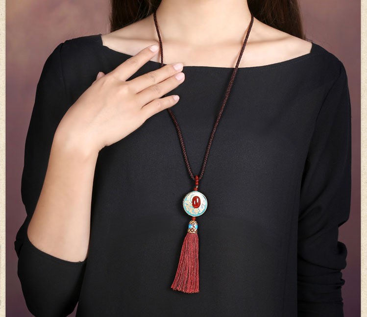 時(shí)尚家佳樂文學(xué)流蘇吊墜毛衣鏈項(xiàng)鏈