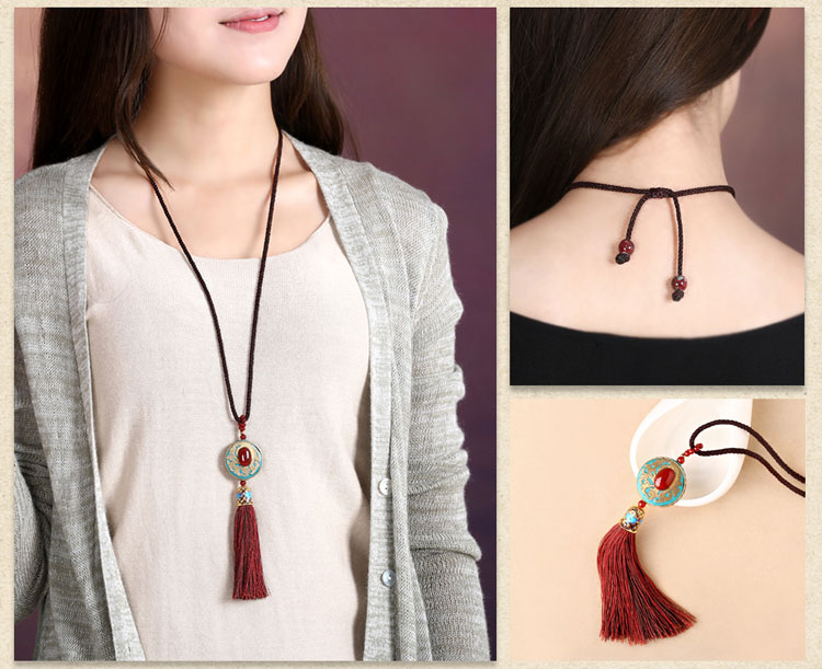 時(shí)尚家佳樂文學(xué)流蘇吊墜毛衣鏈項(xiàng)鏈