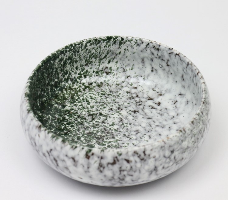 三款手繪陶瓷水淺茶洗水盂，海魚瓷筆洗