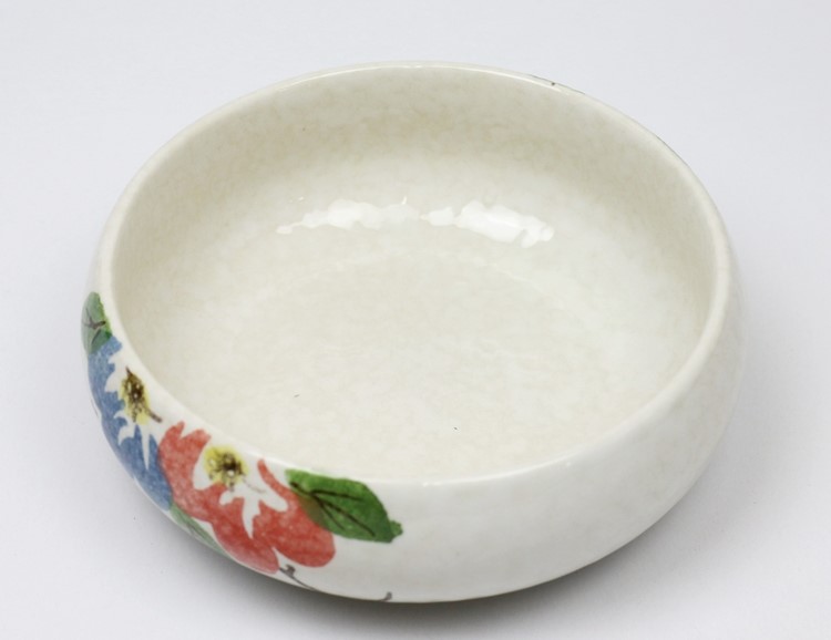 三款手繪陶瓷水淺茶洗水盂，海魚瓷筆洗