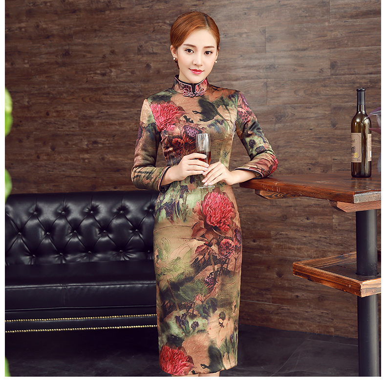 彤艷古典旗袍，復(fù)古唯美旗袍裙