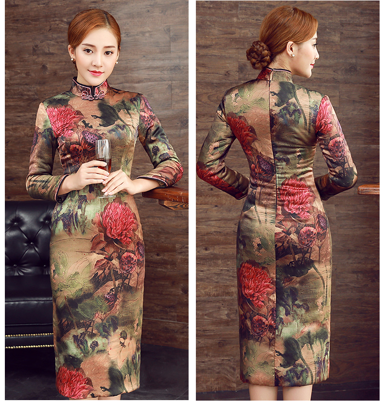 彤艷古典旗袍，復(fù)古唯美旗袍裙