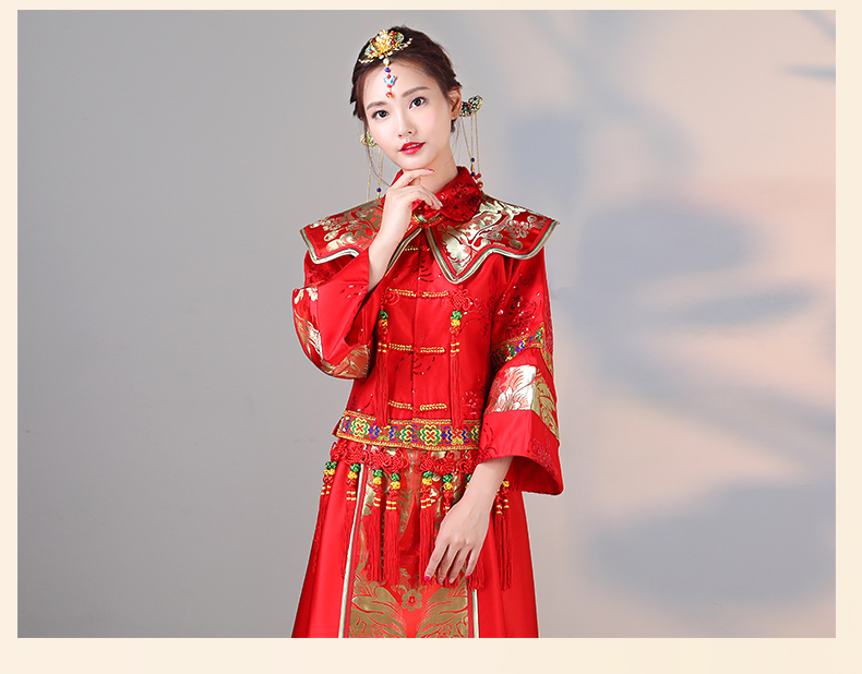 傳統(tǒng)古典刺繡中式禮服，家佳樂文學(xué)唯美新娘禮服