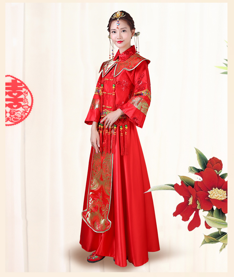 傳統(tǒng)古典刺繡中式禮服，家佳樂文學(xué)唯美新娘禮服