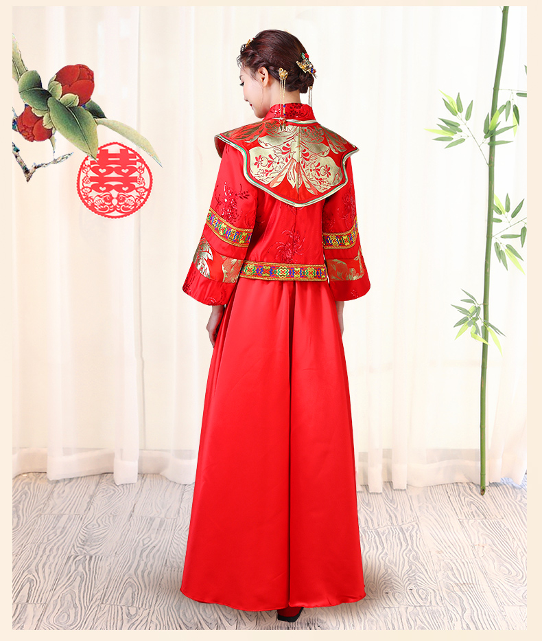 傳統(tǒng)古典刺繡中式禮服，家佳樂文學(xué)唯美新娘禮服