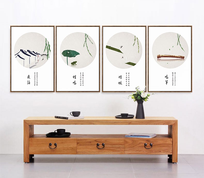 四款新中式禪意水墨畫(huà)，家佳樂(lè)文學(xué)客廳裝飾畫(huà)