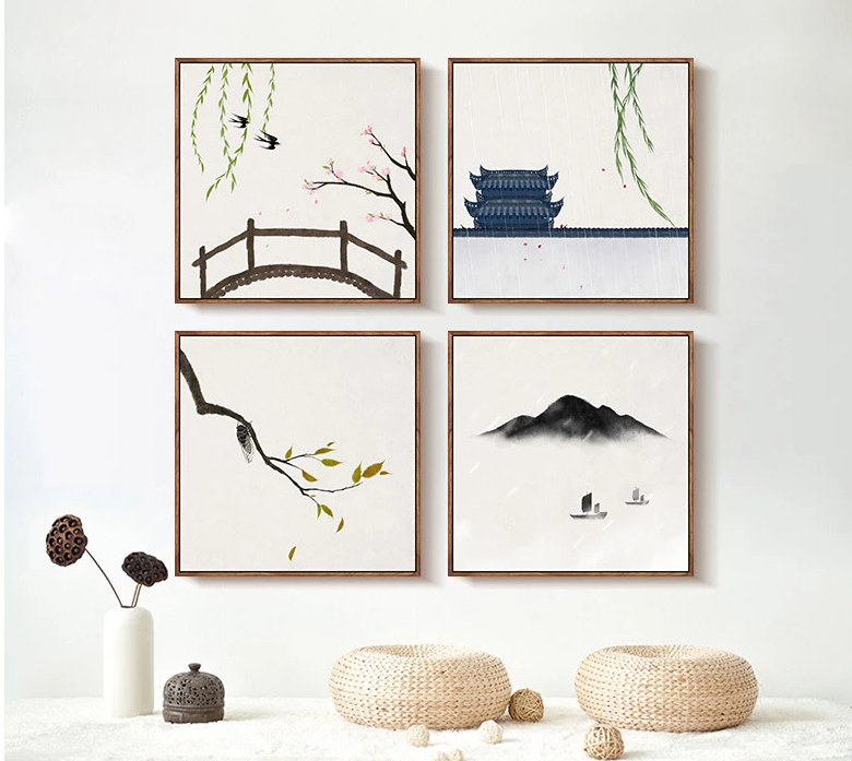 二十四節(jié)氣水墨禪意，家佳樂(lè)文學(xué)客廳裝飾畫(huà)