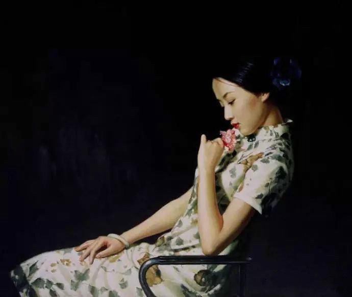 風(fēng)情萬種的油畫旗袍女子！