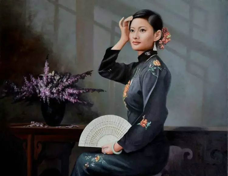 風(fēng)情萬種的油畫旗袍女子！